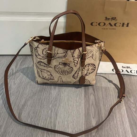 Coach Mollie Tote 25 CBH63 Ocean Shell Graffiti Bag - Picture 4 of 9